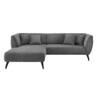 Wohnlandschaft Colori Grau Cord - Schwarz/Grau, MODERN, Holz/Textil (160/264cm) - MID.YOU