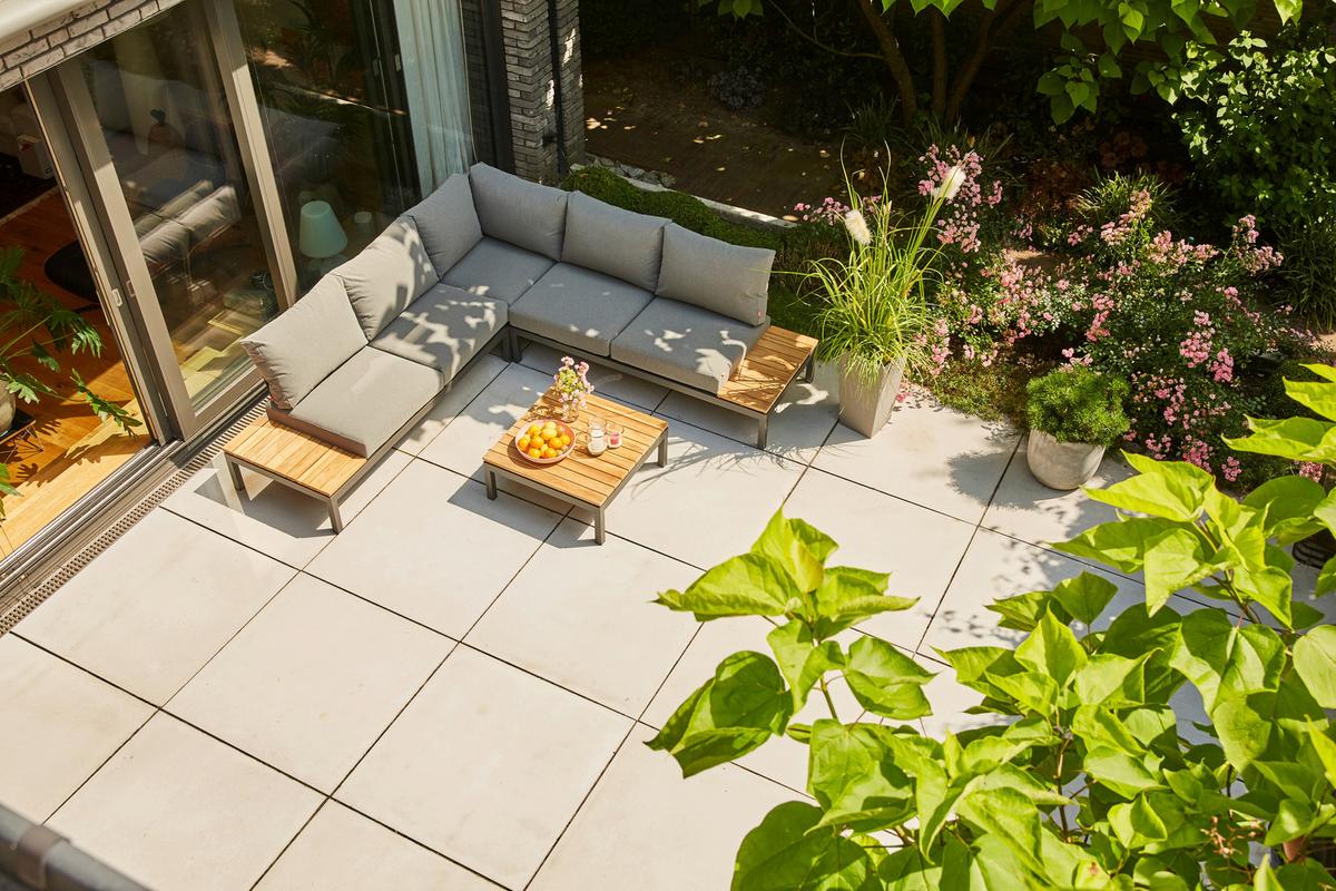 Modul-Loungegarnitur 4-tlg. Grau Teakholz - Anthrazit/Grau, KONVENTIONELL, Holz/Kunststoff (252/84/252cm) - Siena Garden