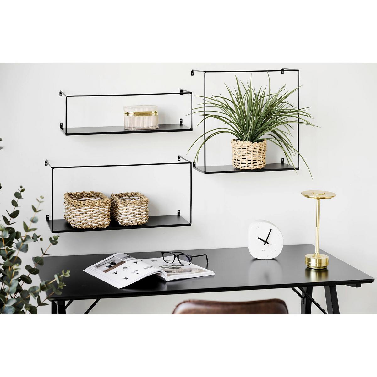 Wandregalset Ulmo Wall Shelf Schwarz, 3-teilig - Schwarz, Basics, Metall