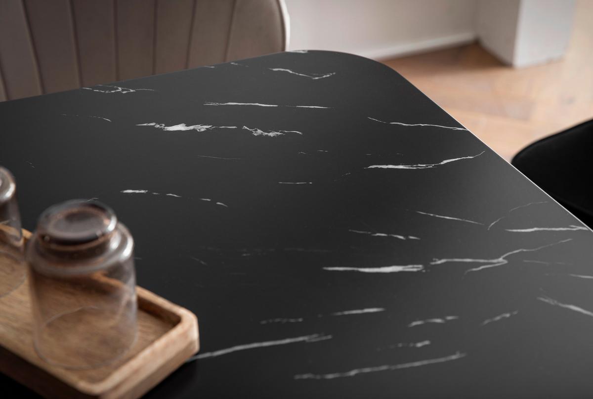 Jedilna Miza Marble, Videz Marmorja, 140x80cm - zlate barve/črna, Design, kovina/leseni material (140/80/76cm) - MID.YOU