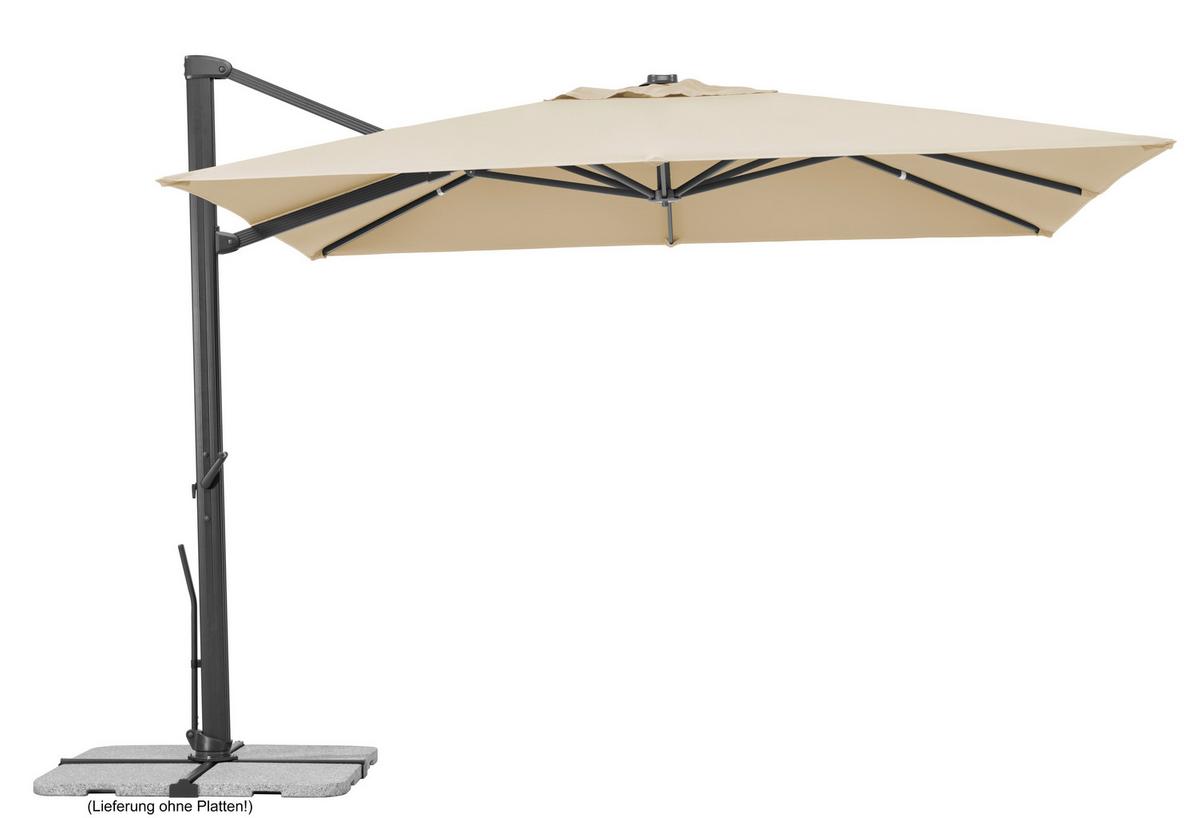 Ampelschirm Rhodos ca. 360x 253x300 cm Naturfarben - Anthrazit/Naturfarben, Basics, Textil/Metall (360/253/300cm) - Schneider