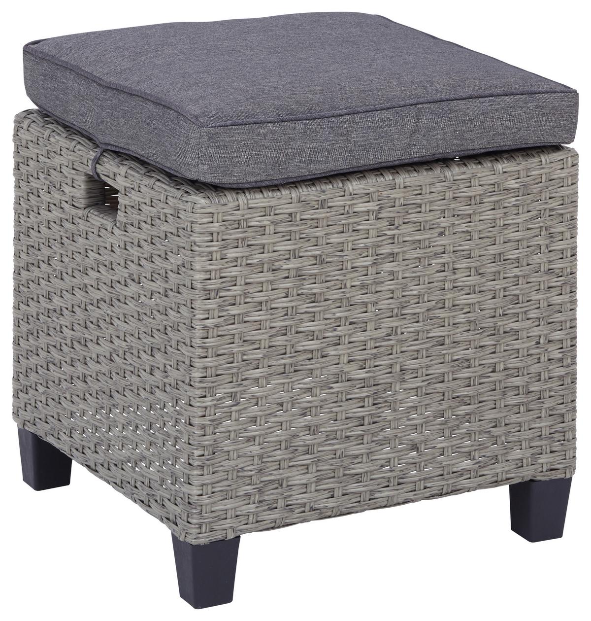 Lounge Garnitura Athena, Siva, Videz Ratana, 6-Delno - siva/črna, Moderno, kovina/umetna masa