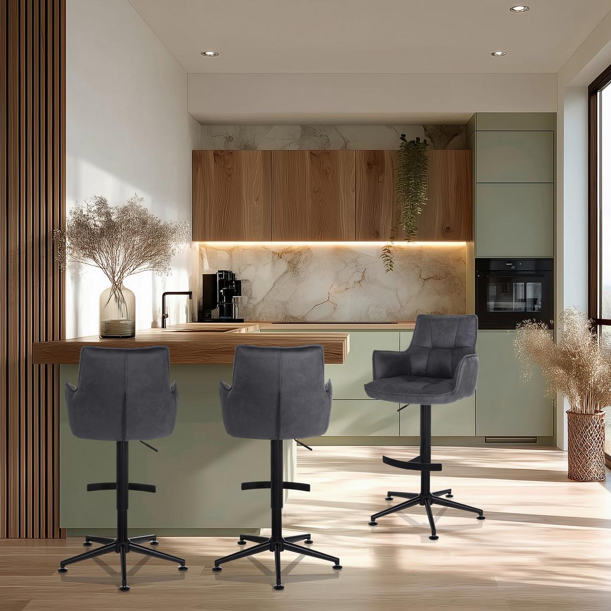 Barski Stol Solao Life High, Antracit - črna/antracit, Moderno, kovina/umetna masa (55/93/56cm) - MID.YOU