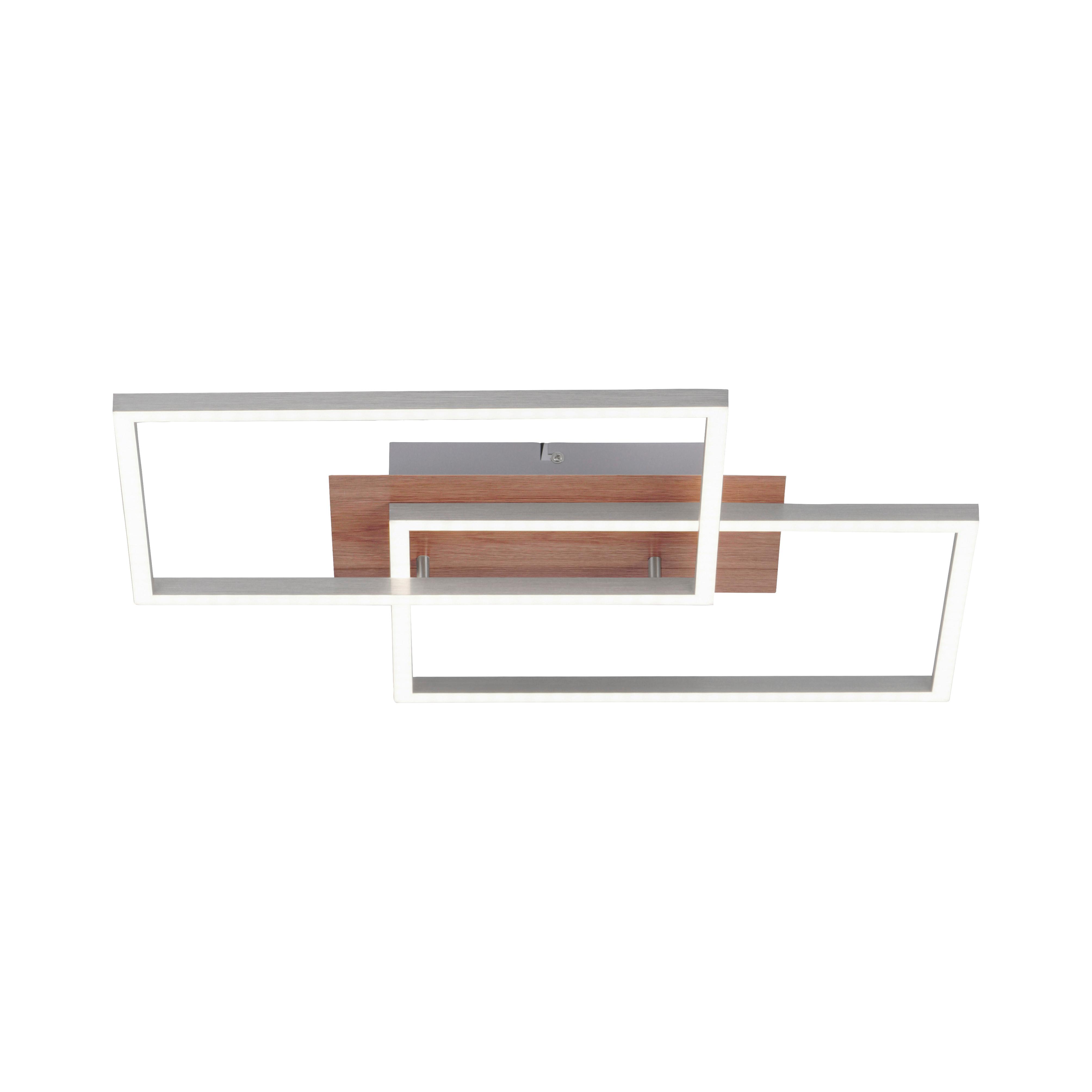 LED-Deckenleuchte Iven max. 35 Watt - Eichefarben/Nickelfarben, Natur, Kunststoff/Metall (50,4/42/7cm)