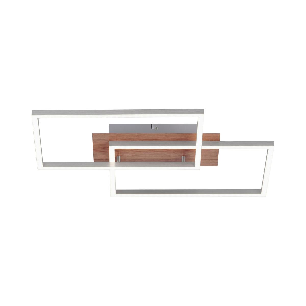 LED-Deckenleuchte Iven max. 35 Watt - Eichefarben/Nickelfarben, Natur, Kunststoff/Metall (50,4/42/7cm)