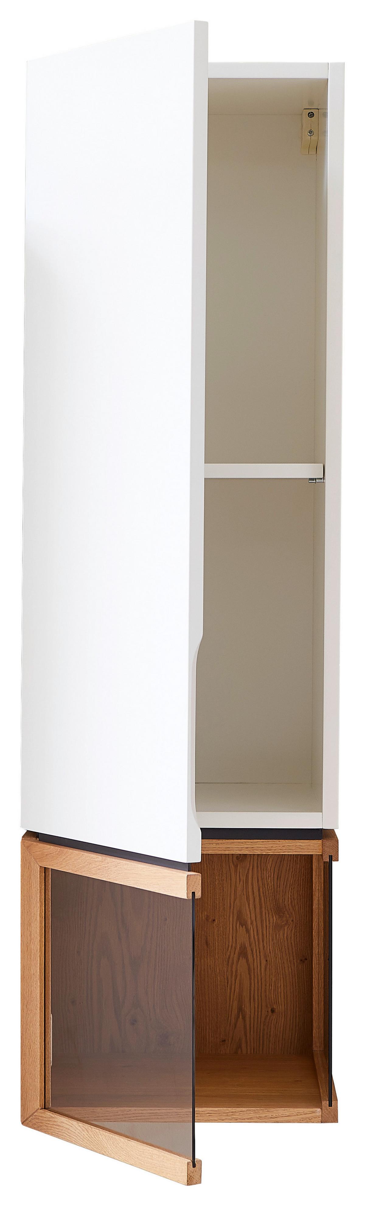 WITRYNA WISZĄCA TIKKAMO - biały/dębowy, Design, materiał drewnopochodny/drewno (36/120/38cm) - Stylife