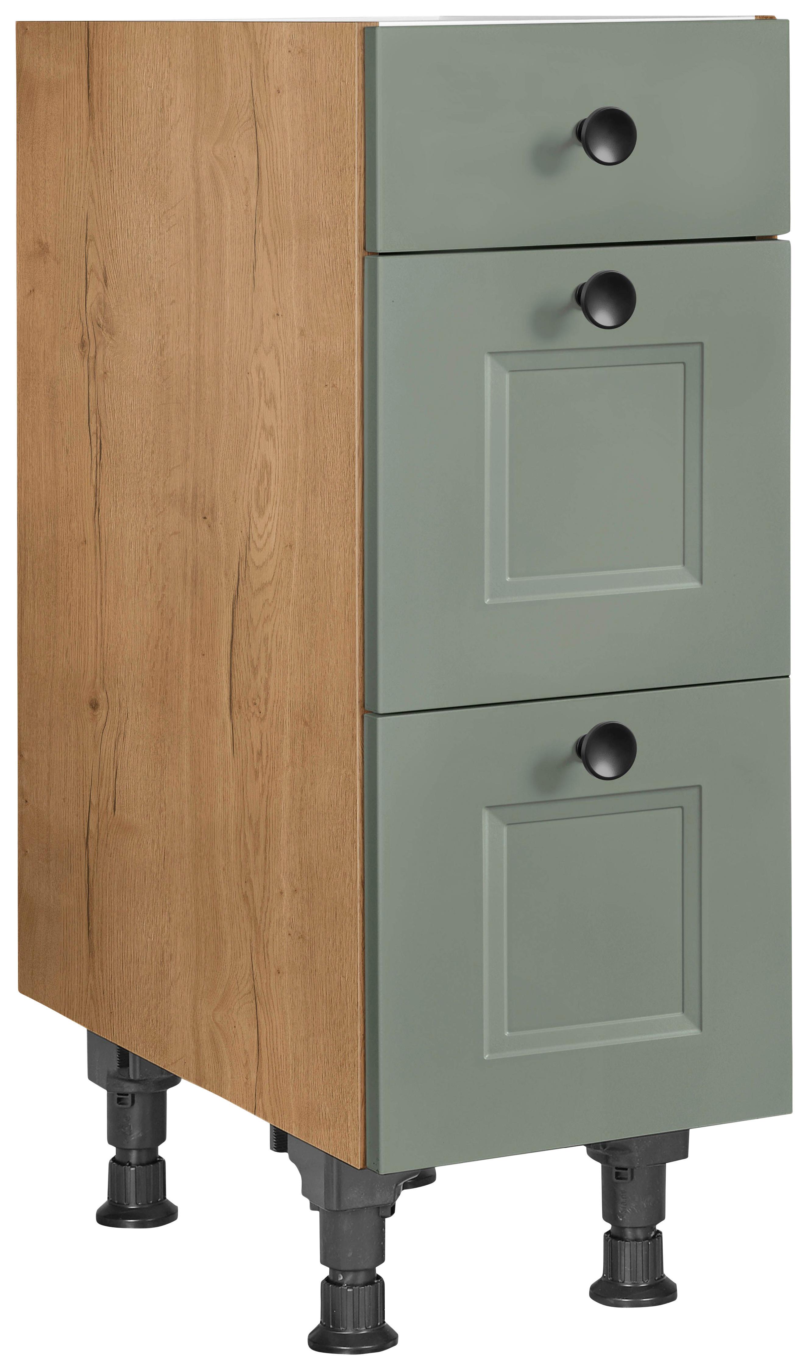 Schubkastenunterschrank Cascada Grün - Eichefarben/Schwarz, MODERN, Holzwerkstoff/Metall (30/87/56cm) - Nobilia
