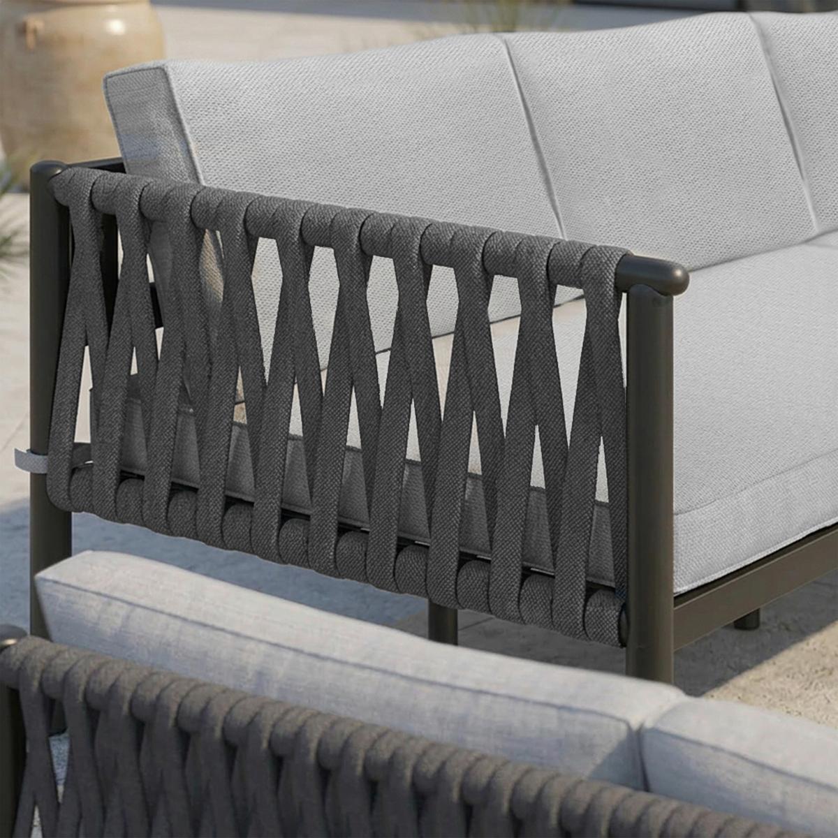 Dining-Loungeset Polly Hellgrau Outdoorstoff/Metall - Dunkelgrau/Hellgrau, MODERN, Kunststoff/Textil - Bessagi Garden