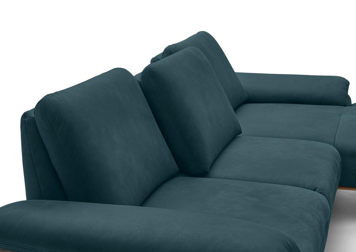 Wohnlandschaft Erling Dunkelblau - Beige/Schwarz, MODERN, Leder/Metall (322/89/187cm) - Premium Living