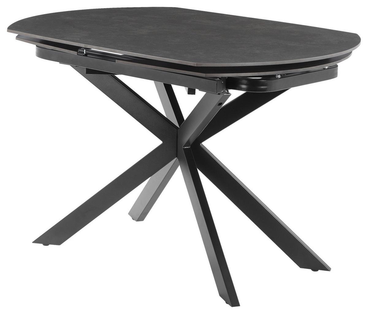 Raztegljiva Miza Senna, Temno Siva, 120-180x90 - siva/črna, Moderno, kamen/kovina (120-180/90/75.5-79cm) - P & B