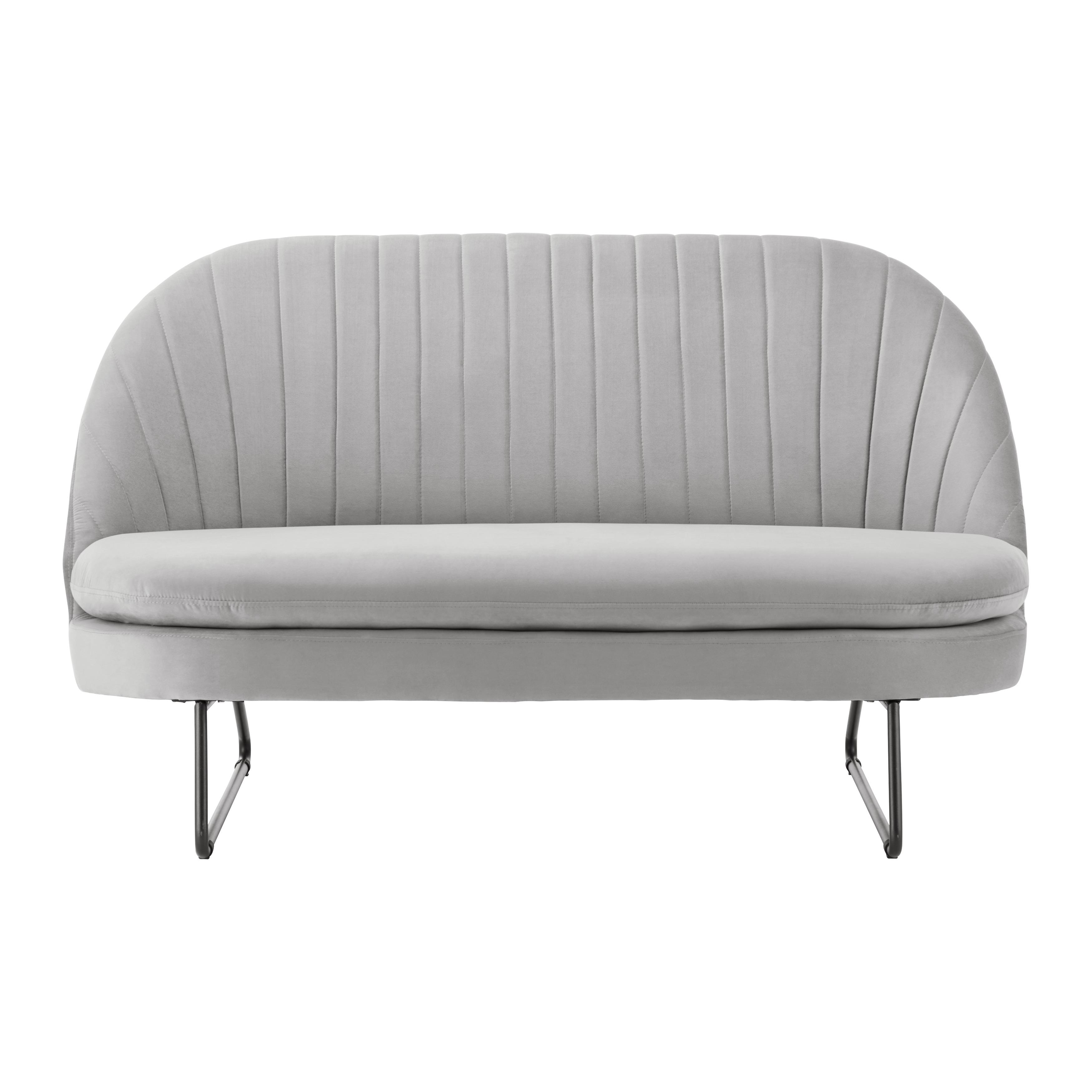 Sitzbank in hellgrau "Luigi" - Hellgrau/Schwarz, Modern, Holz/Textil (146/85/82cm) - Bessagi Home