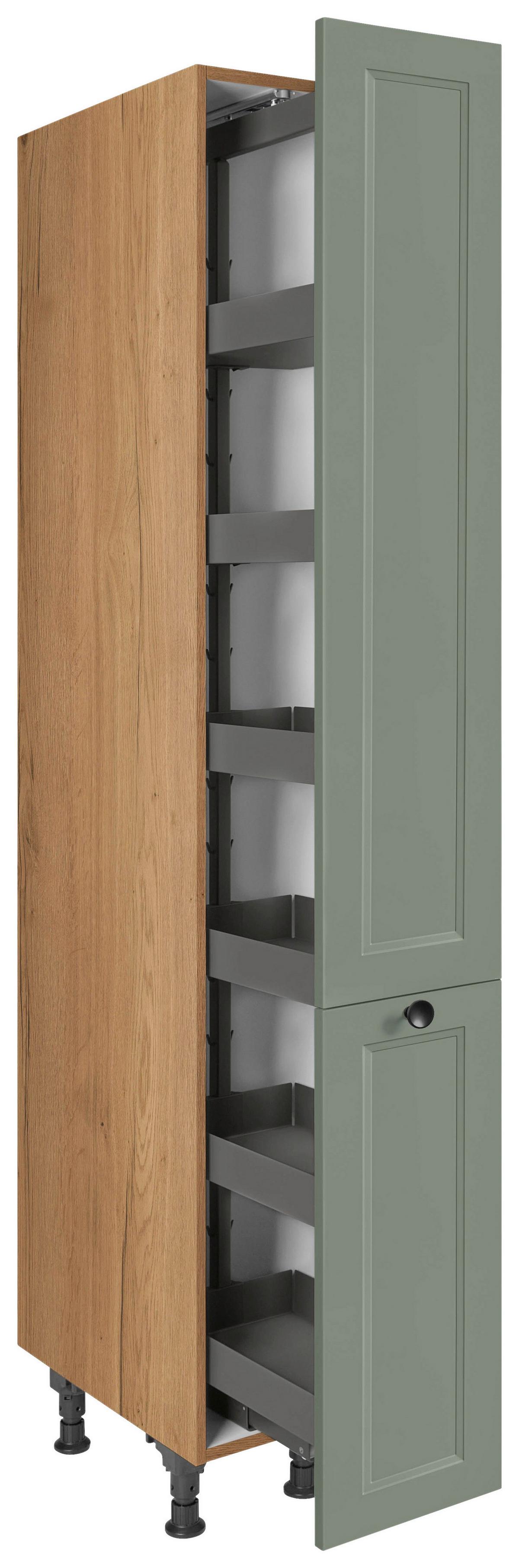 Apothekerschrank Cascada Grün - Eichefarben/Schwarz, MODERN, Holzwerkstoff/Metall (30/216,6/58cm) - Nobilia