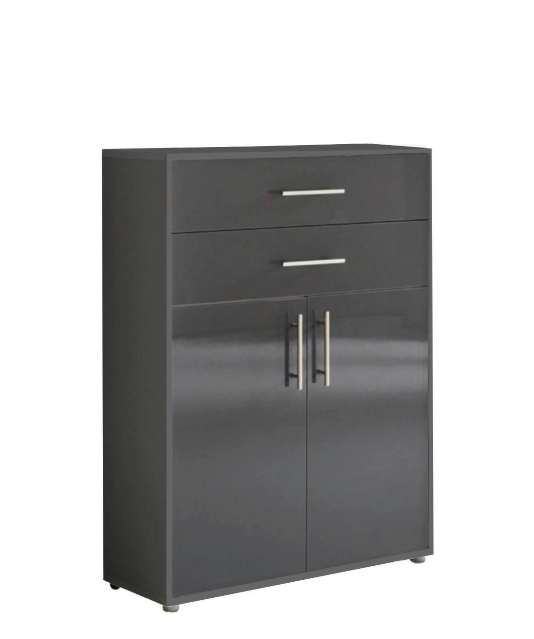 AKTENSCHRANK OFFICE EDITION - Anthrazit/Anthrazit Hochglanz, LIFESTYLE, Holzwerkstoff (84,4/113,6/33cm) - MID.YOU
