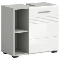 Waschbeckenunterschrank Copa ca. 60x56 cm Weiß/Grau - Chromfarben/Weiß Hochglanz, MODERN, Holzwerkstoff/Kunststoff (60/56/32cm) - MID.YOU