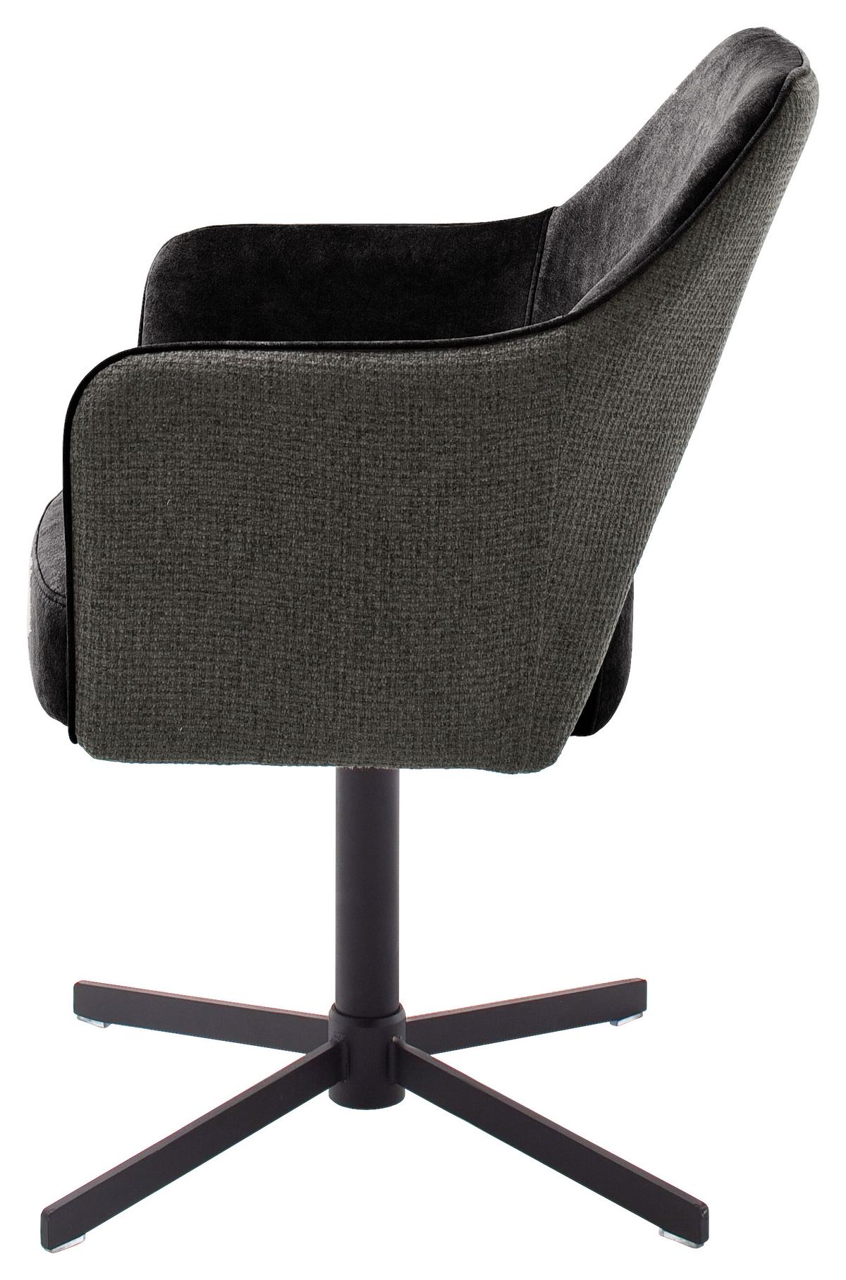 Armlehnstuhl Valletta in Anthrazit Webstoff - Anthrazit/Schwarz, KONVENTIONELL, Textil/Metall (61/85/60cm) - Premium Living