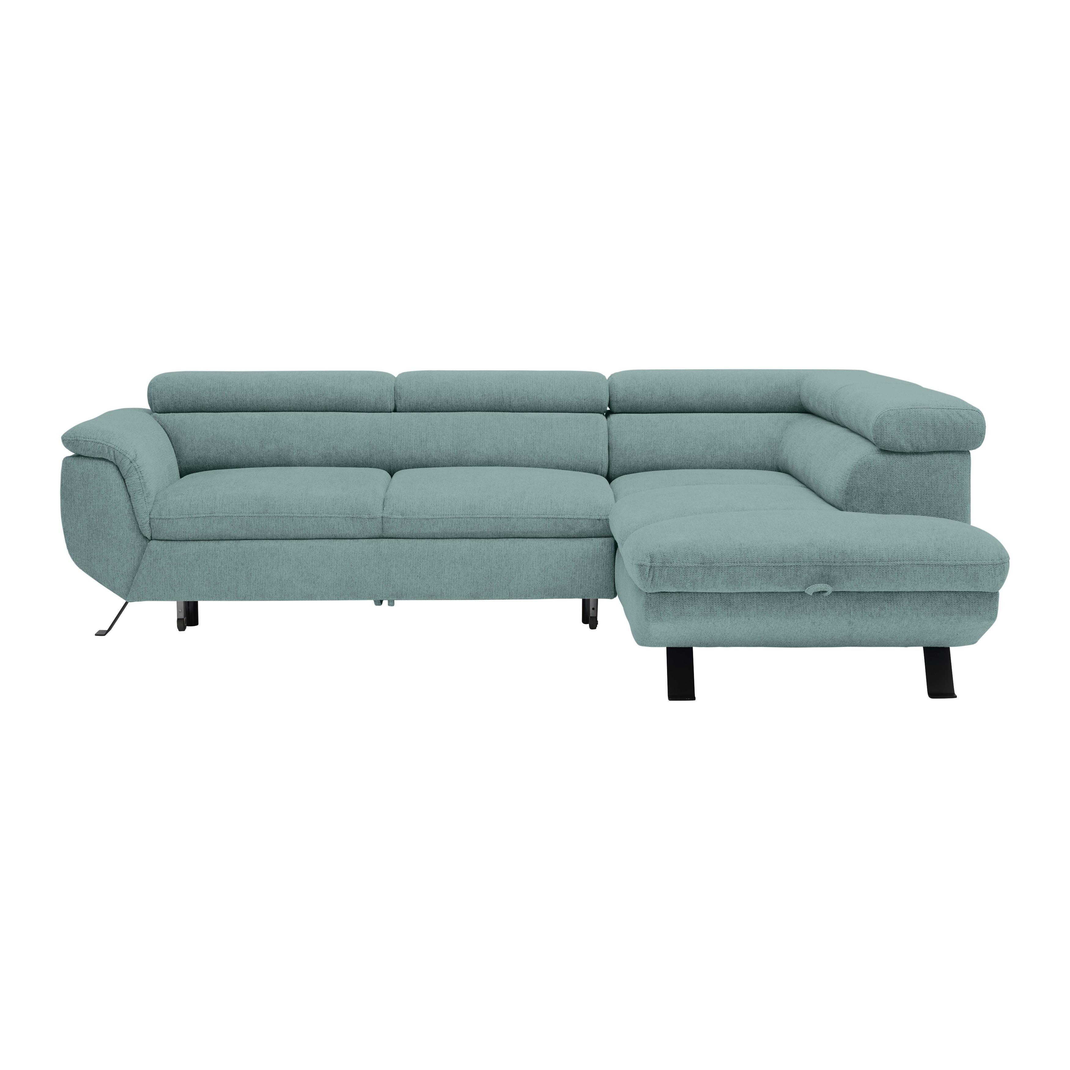 Ecksofa Raven Petrol - Petrol/Schwarz, MODERN, Textil/Metall (257/198cm) - Mömax