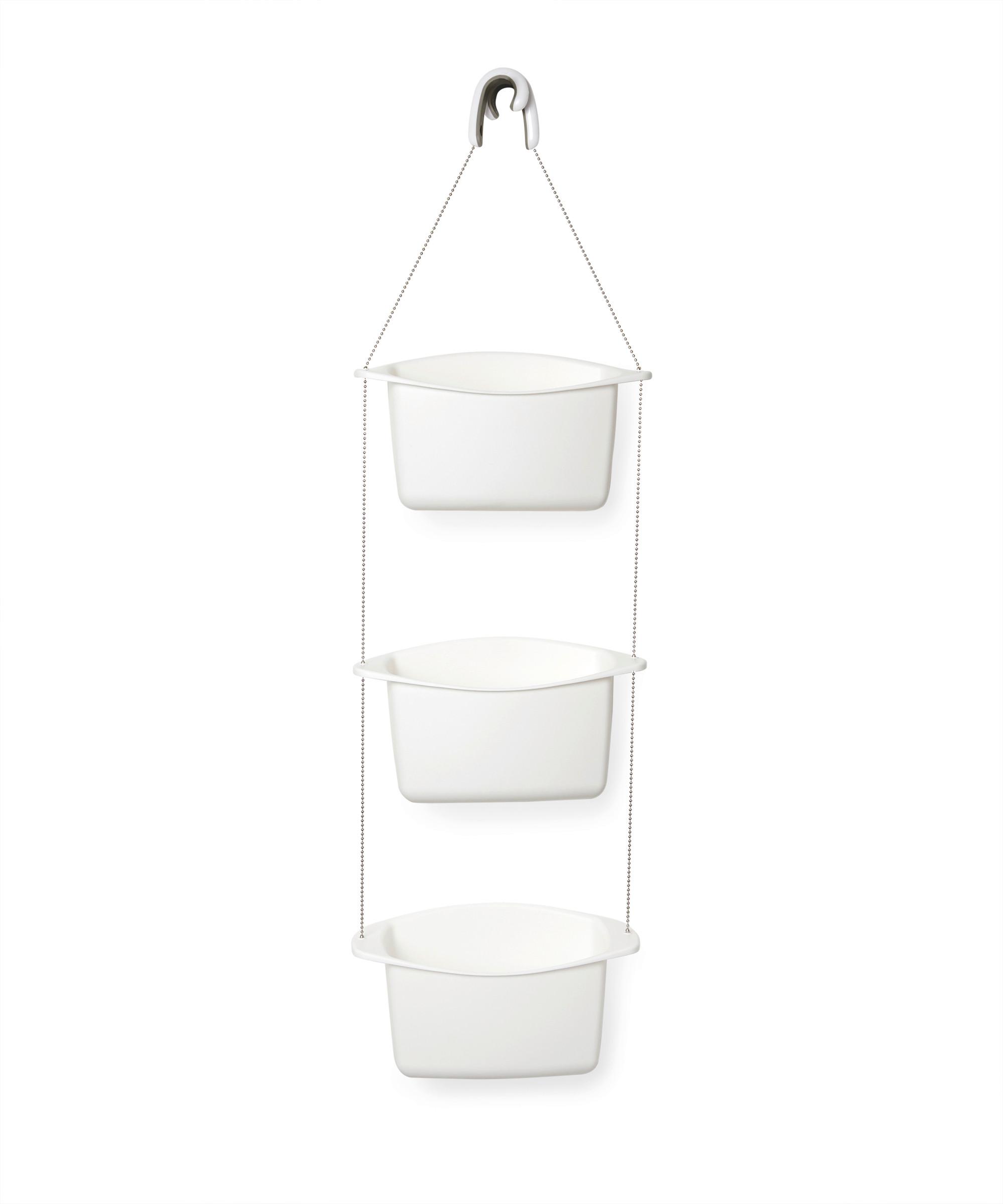 DUSCHREGAL EASY - 3 - Weiß, MODERN, Kunststoff/Metall (27/95/13cm) - Premium Living