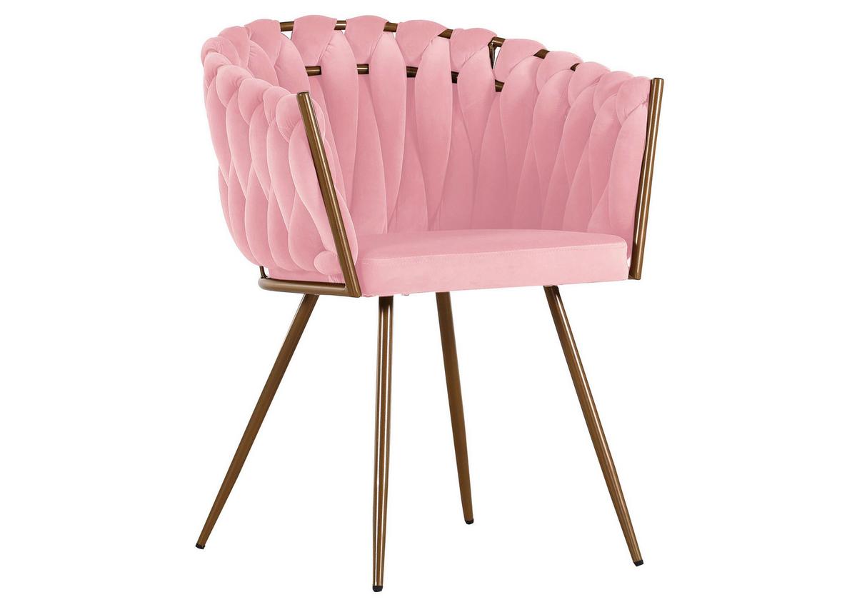 KRZESŁO Z PODŁOKIETNIKAMI WEAVY - brudny róż/kolor złoty, Lifestyle, metal/tkanina (60/78/55cm) - Landscape