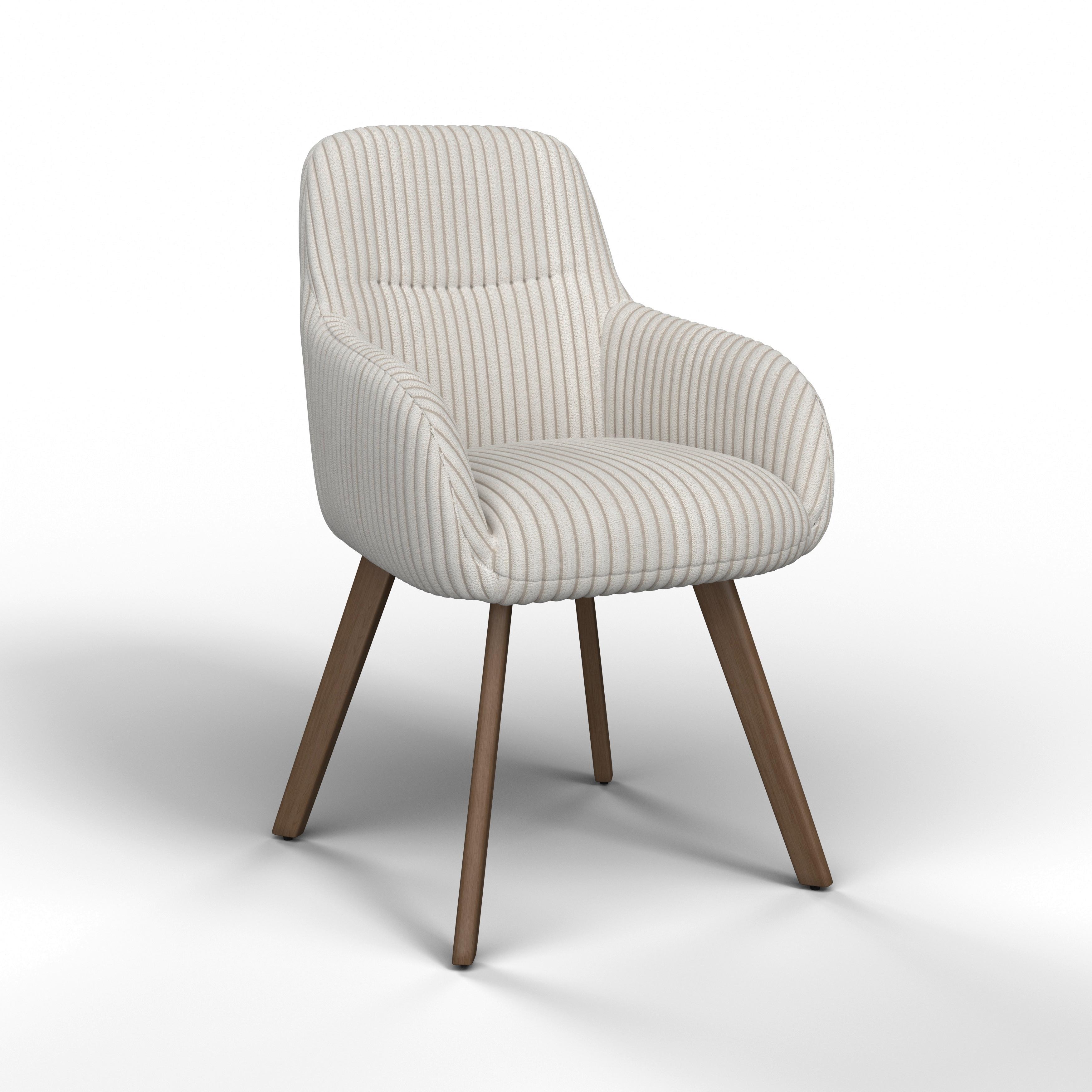 STOL MED ARMSTÖD MATTIA - beige/ekfärgad, Modern, metall/trä (56/87/61cm) - Bessagi Home