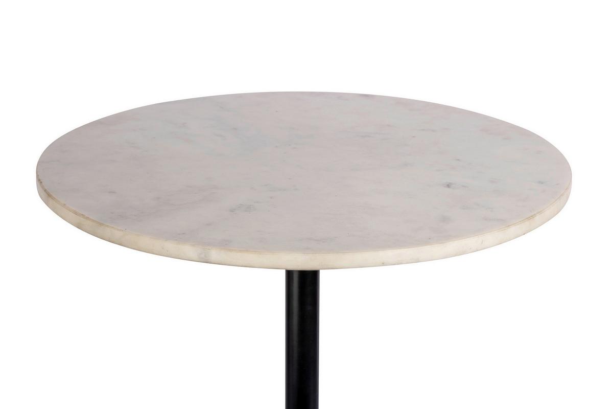 BEISTELLTISCH GORDON 125 WEISS - Weiss/Schwarz, Design, Stein/Metall (46/48cm) - Kayoom