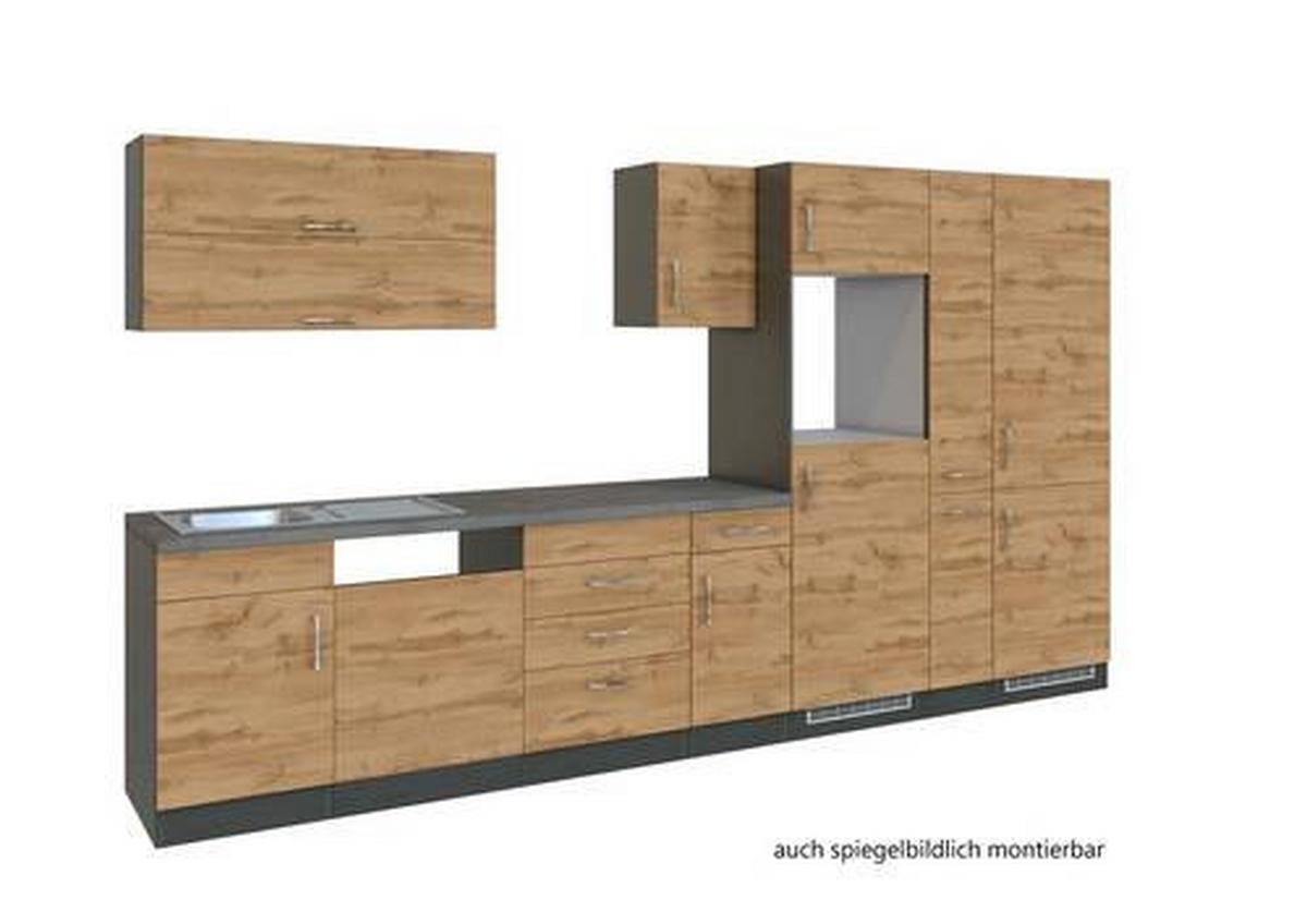 Küchenleerblock Sorrento ohne Geräte ca. 360 cm Eichefarben - Eichefarben/Anthrazit, MODERN, Holzwerkstoff (360/200/60cm) - Held