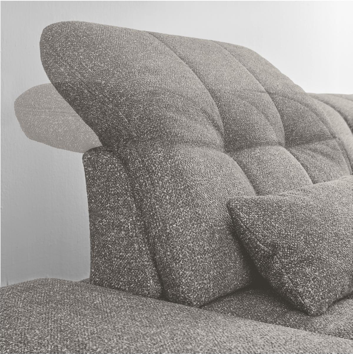 Wohnlandschaft Sanfino Silberfarben/Dunkelgrau - Chromfarben/Dunkelgrau, KONVENTIONELL, Holz/Textil (305/79-96/199cm) - Premium Living