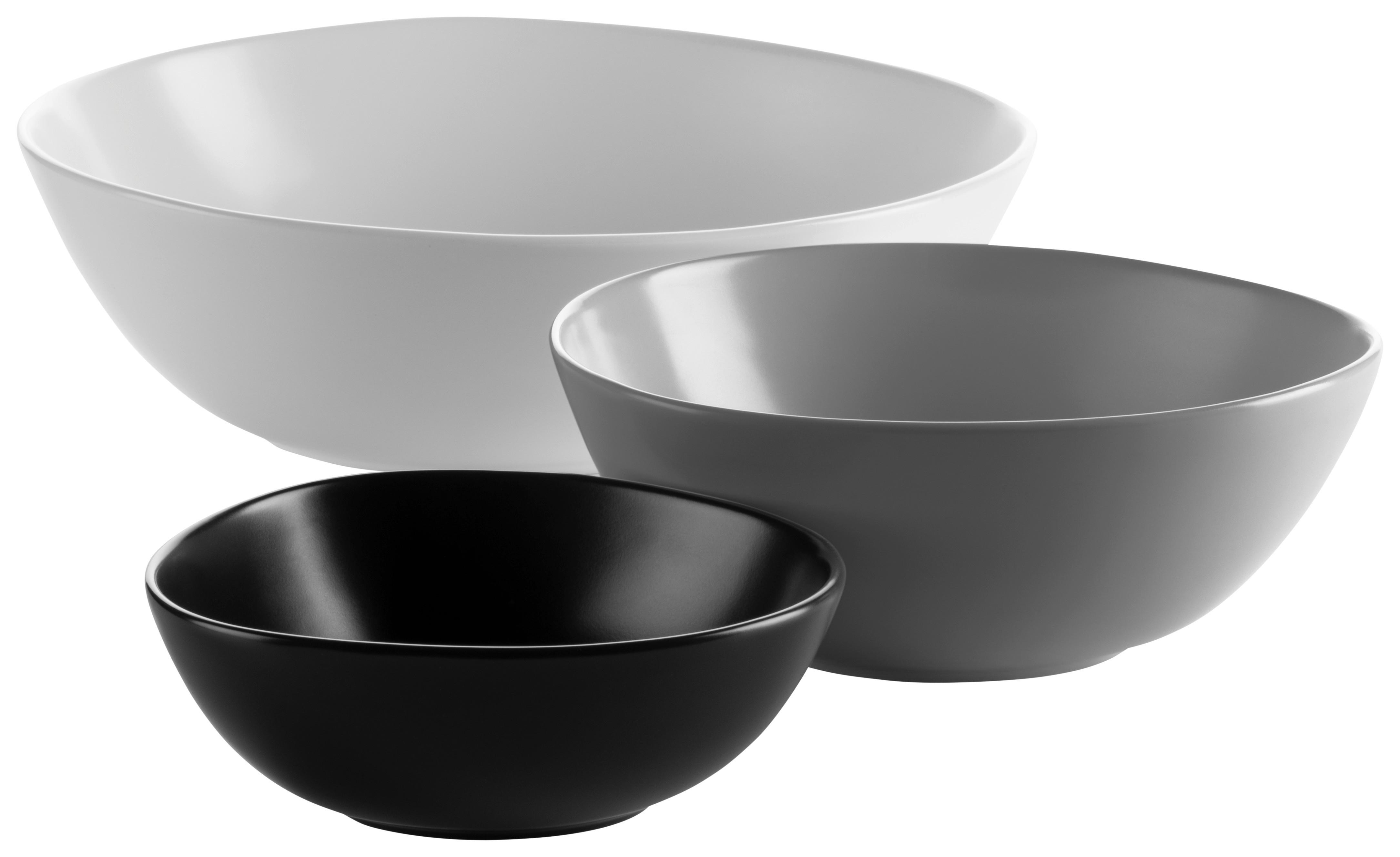 Schüsselset Glendale, 3-teilig - Schwarz/Weiß, Basics, Keramik (27/31/29cm) - Mäser