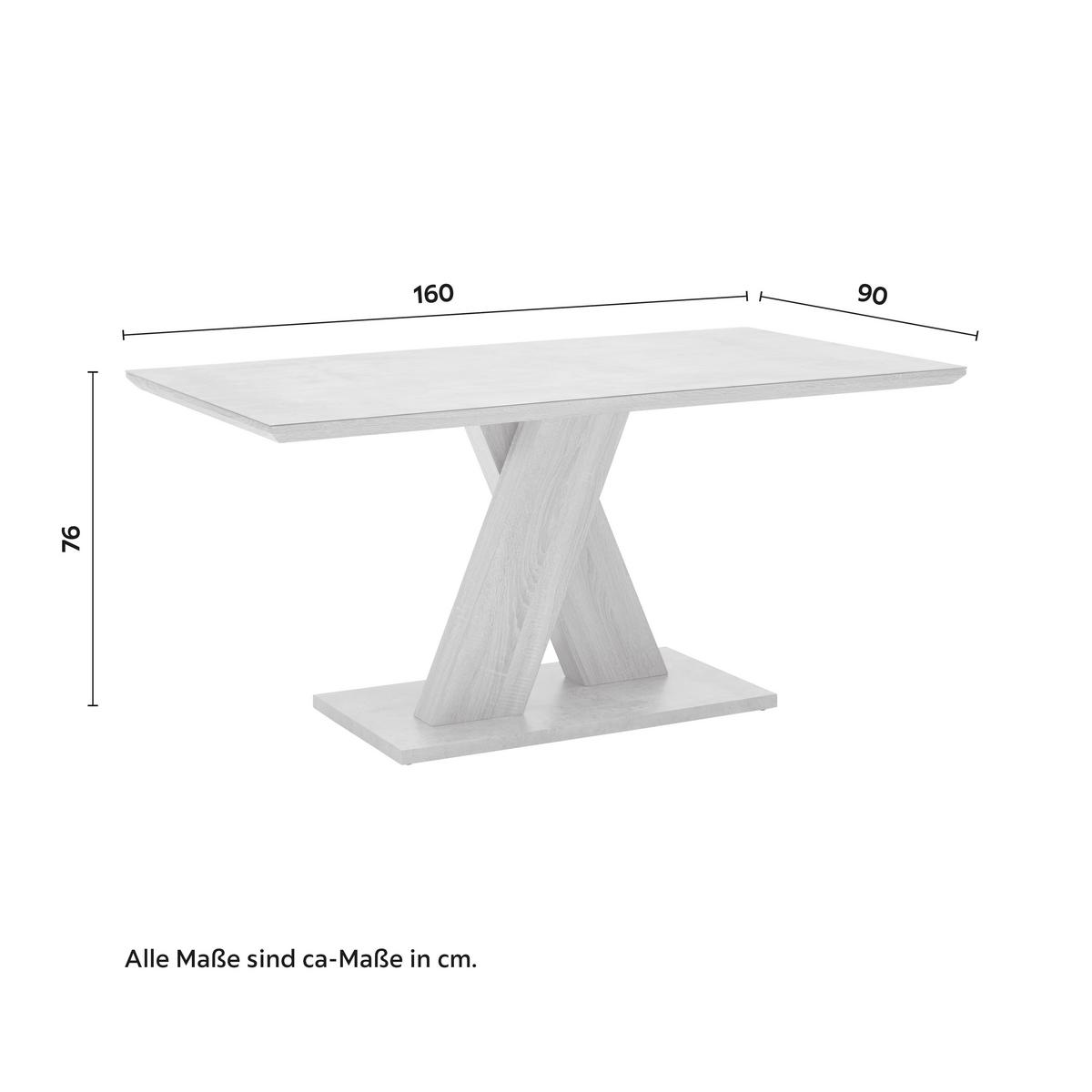 Esstisch Sanna Dunkelgrau MDF ca. 160x90 cm - Dunkelgrau/Eichefarben, MODERN, Glas/Holz (160/90/76cm) - Bessagi Home