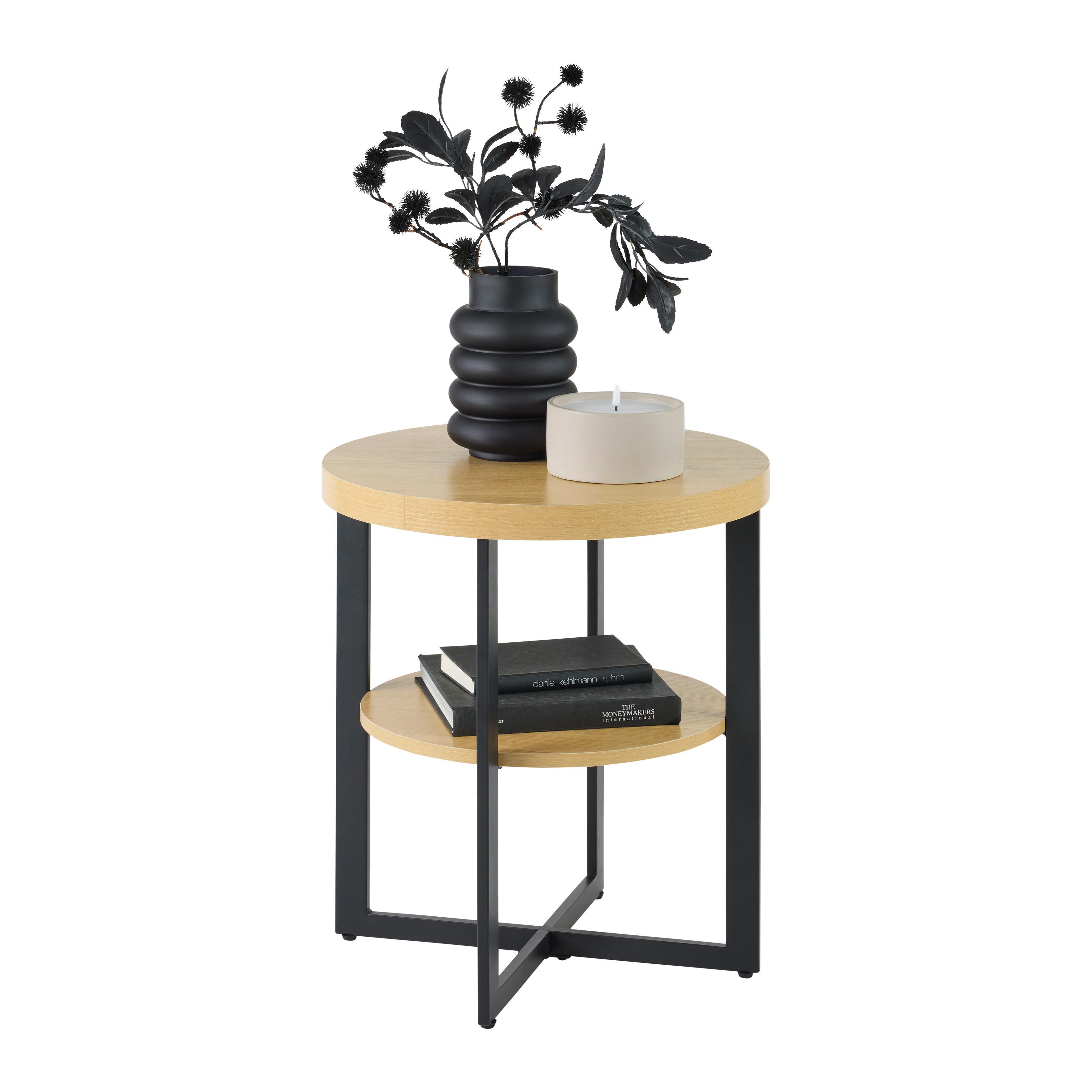 Beistelltisch Rondo Schwarz/Eiche Artisan - Schwarz/Eiche Artisan, KONVENTIONELL, Holzwerkstoff/Metall (50/50/55cm) - Based