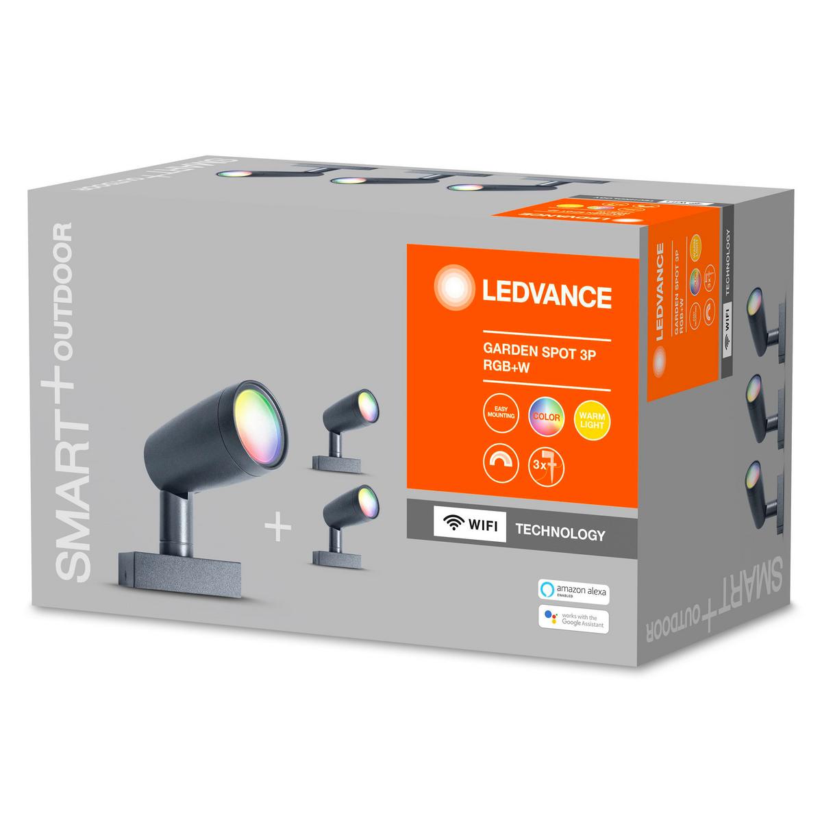 ZESTAW SPOTÓW LED SMART WIFI GARDEN SPOT 3ER SET - ciemnoszary, Basics, metal (14,5/9/29,5cm) - Ledvance
