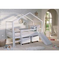 Hausbett FORREST Weiß ca.90x200cm Rutsche, Bettladen - Naturfarben/Weiß, MODERN, Holz (90/200cm) - Vipack