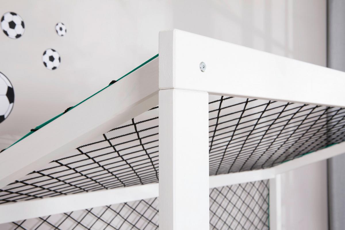 Postelja Soccer, 90x200cm, 1x Letveno Dno, 1x Vzmetnica - bela/naravne barve, Moderno, tekstil/les (90/200cm) - MID.YOU