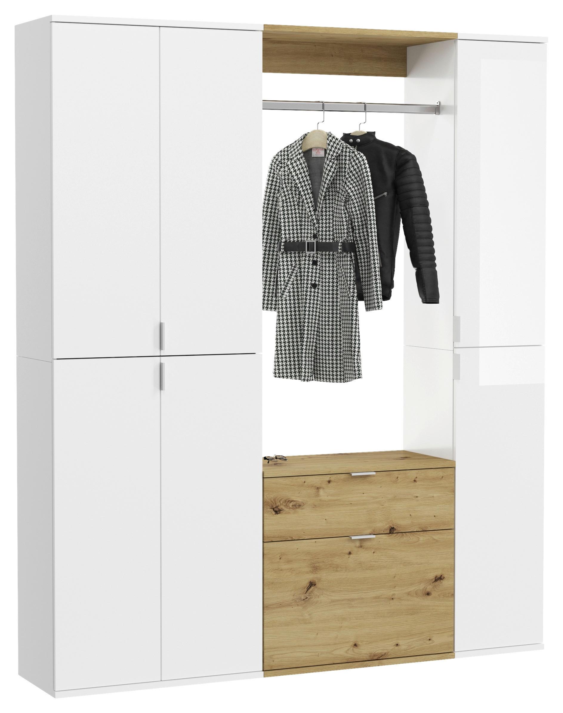Ansamblu de hol PROJEKT X - alb, Konventionell, material pe bază de lemn (152/193/34cm) - Modern Living