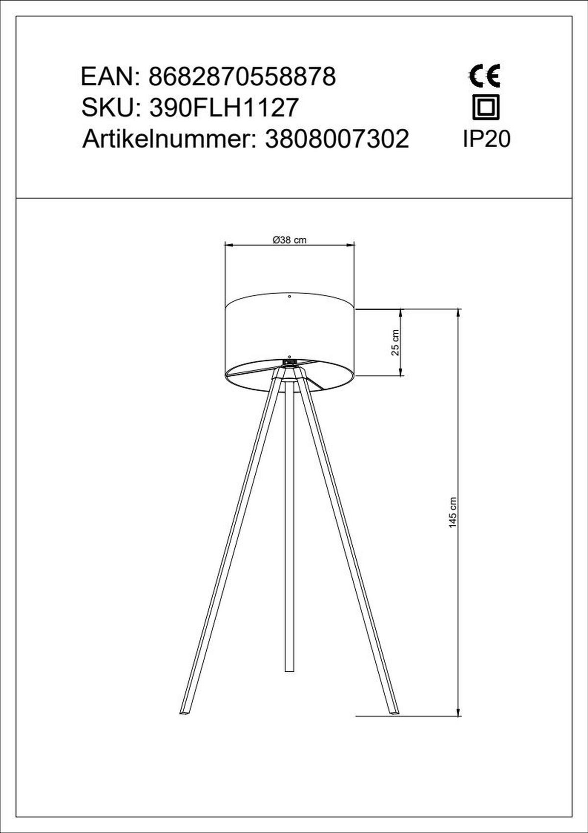 LAMPA STOJĄCA 3808007302 - czarny/różnokolorowy, Trend, materiał drewnopochodny/tworzywo sztuczne (38/145cm) - P & B