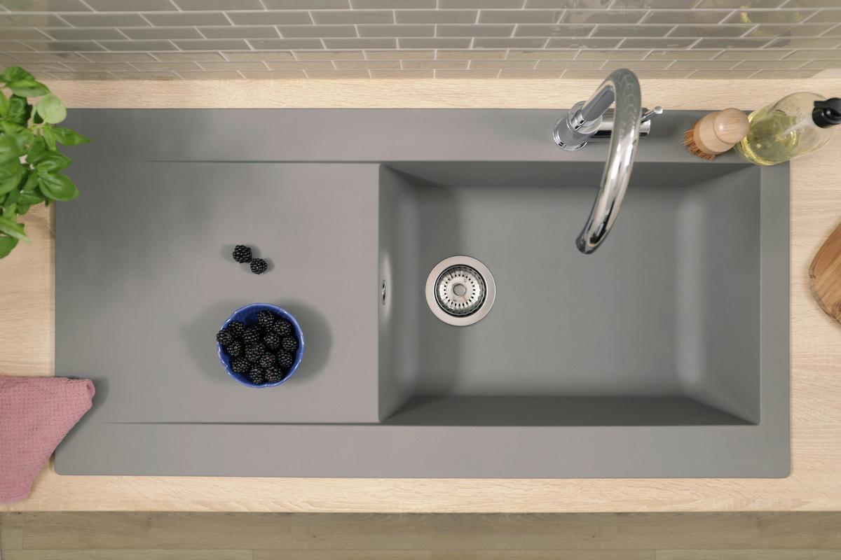 Spüle Respekta Denver 100X501BG Grau - Grau, Trend, Glas/Kunststoff (100/19,8/50cm) - Respekta