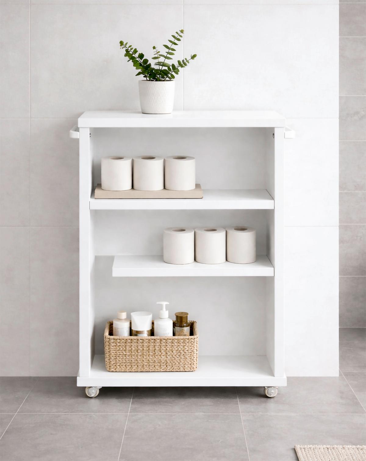Midischrank Nilari - Weiss/Silberfarben, Trend, Holzwerkstoff/Kunststoff (20/61/45cm) - MID.YOU