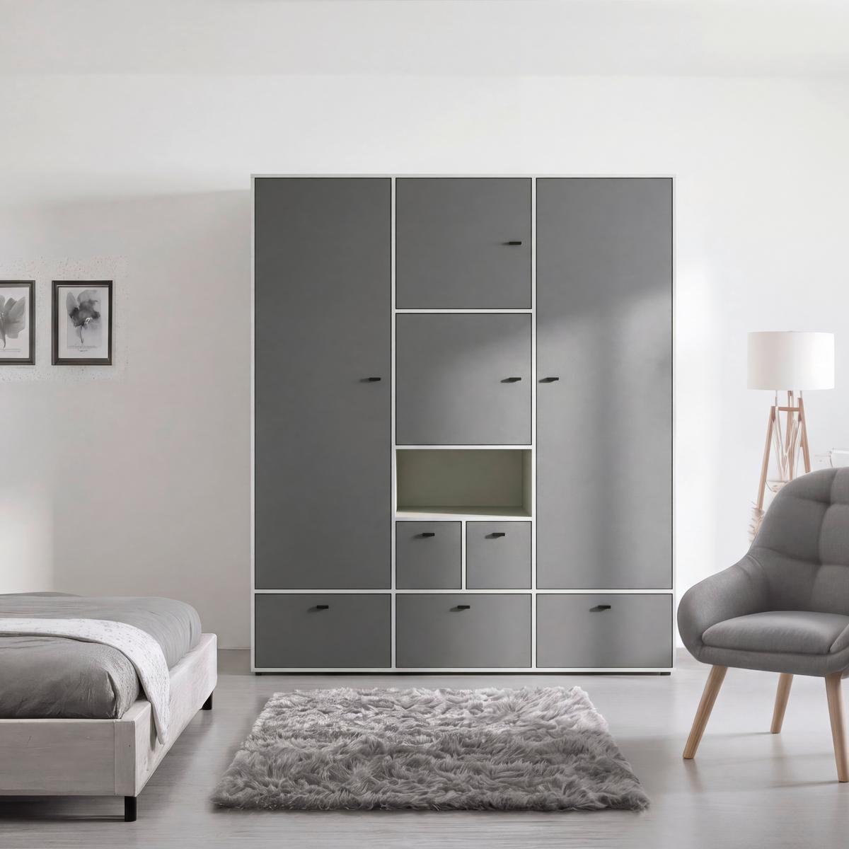 Kleiderschrank Framo 3 Kaschmirfarben/Anthrazit - Kaschmir/Anthrazit, KONVENTIONELL (179,4/210,6/58cm) - Mömax