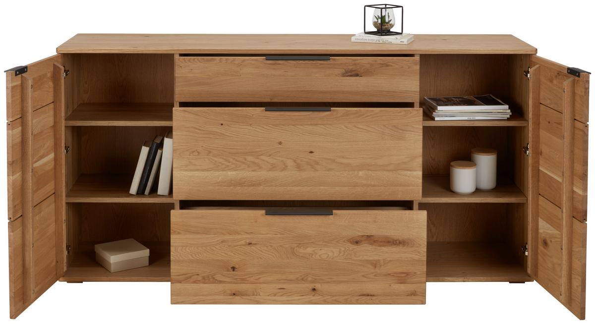 Sideboard Valera in Wildeiche - Wildeiche/Schwarz, KONVENTIONELL, Holz/Holzwerkstoff (180/90/44cm) - Premium Living