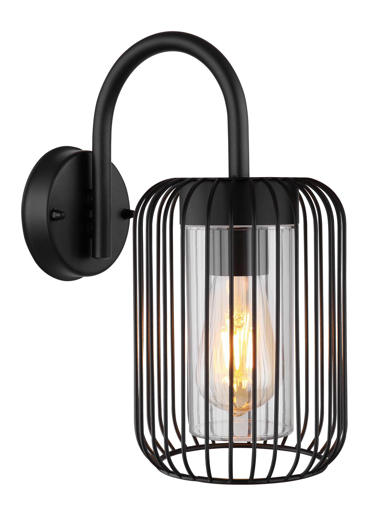 AUSSENLEUCHTE 31985 IP44 - Klar/Schwarz, Design, Kunststoff/Metall (16/25/32,5cm) - Globo