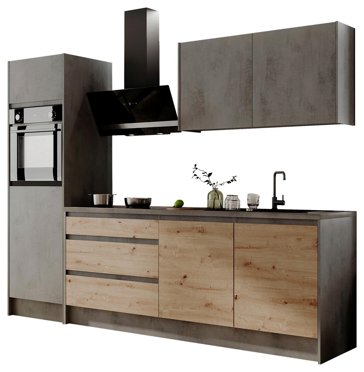 Konyhablokk Gépek Nélkül Troja Zb 273 Chrom-F - Artisan tölgy/antracit, Design, faalapú anyag (273cm)