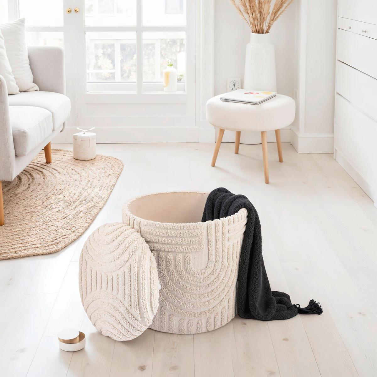 HOCKER WL7.428 - Beige, Basics, Textil (40/45/40cm) - Livetastic