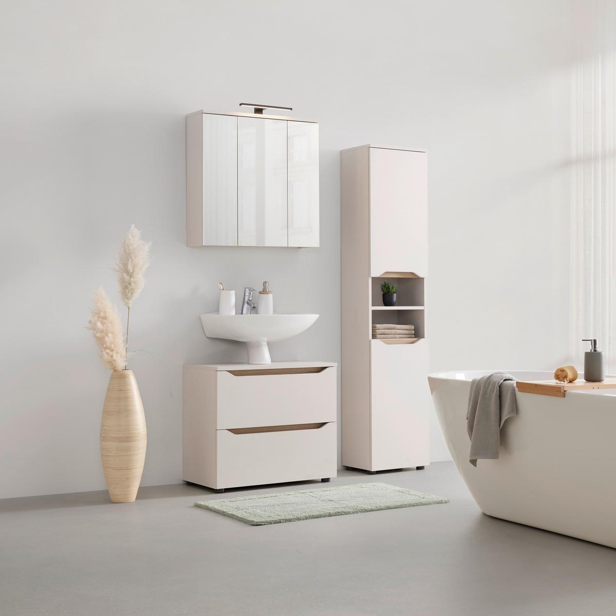 Spiegelschrank Mallorca Kaschmir-/Eichefarben - Eichefarben/Schwarz, MODERN, Glas/Holzwerkstoff (70/70/20cm) - Based