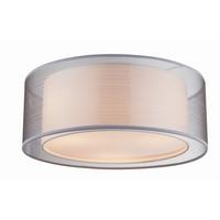 Deckenleuchte 15190D in Grau/Nickelfarben max.40 Watt - Grau/Nickelfarben, Design, Kunststoff/Textil (40/17,5cm) - Globo