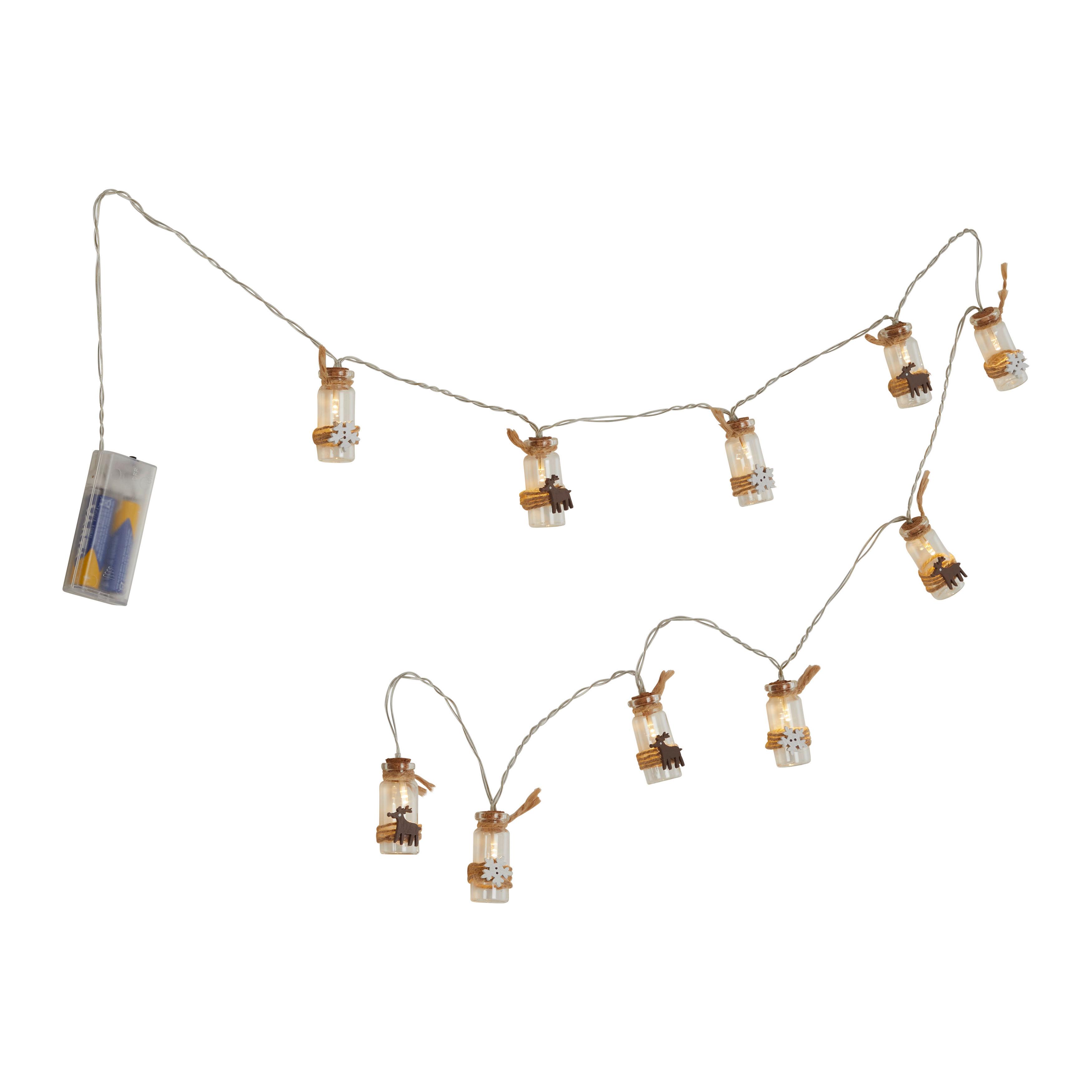 Lichterkette Clement in Braun/Weiß ca. 150cm - Weiss/Braun, Konventionell, Glas/Holz (150cm) - Modern Living