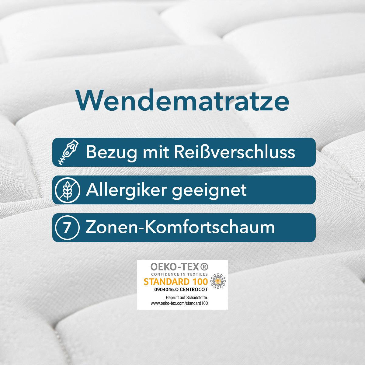 Kaltschaummatratze Air Wave 3D H2/3 ca. 140x200cm - Weiß, Basics, Textil (140/200cm) - MID.YOU