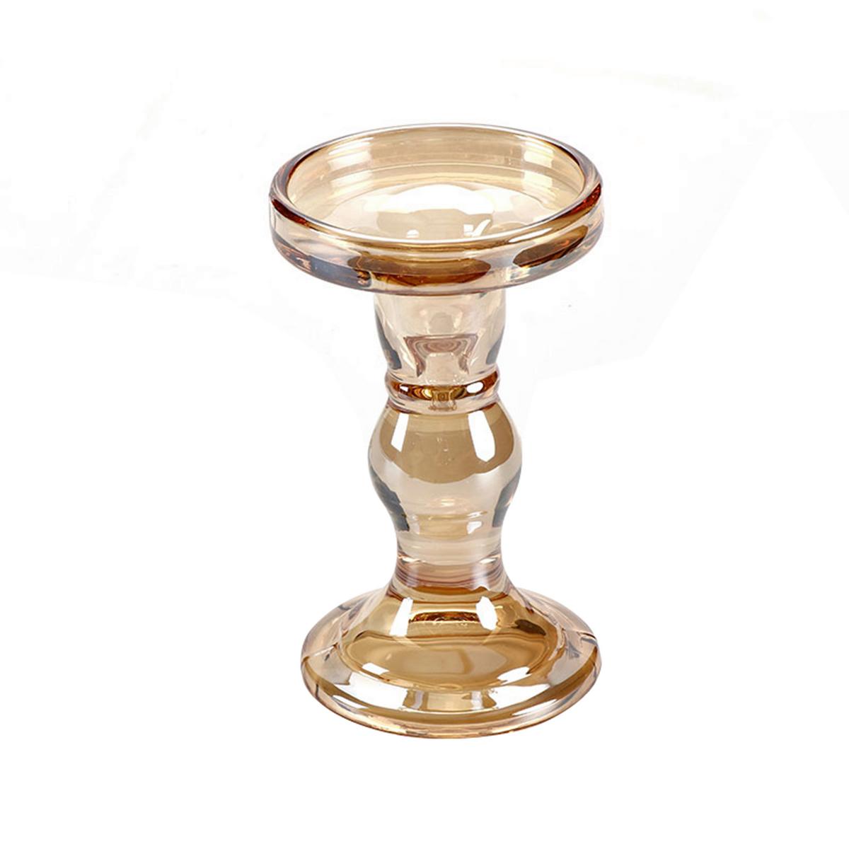 Svečnik Amber -Paz- - barve jantarja, steklo (8,5/14cm) - Modern Living