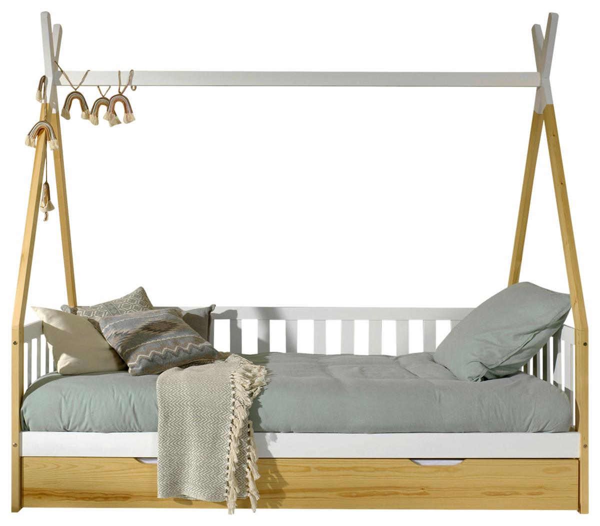 Spielbett "Tipi", natur/weiß - Weiß/Kieferfarben, MODERN, Holz/Holzwerkstoff (90/200cm) - MID.YOU