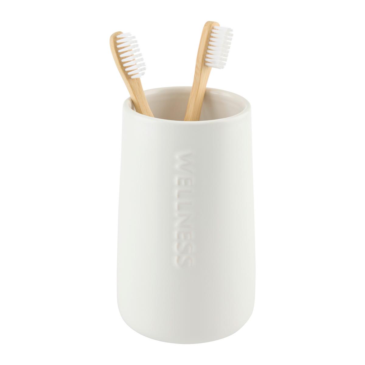 Lonček Za Zobne Ščetke Edna - bela, Moderno, umetna masa/keramika (8,5/14,2cm) - Mömax