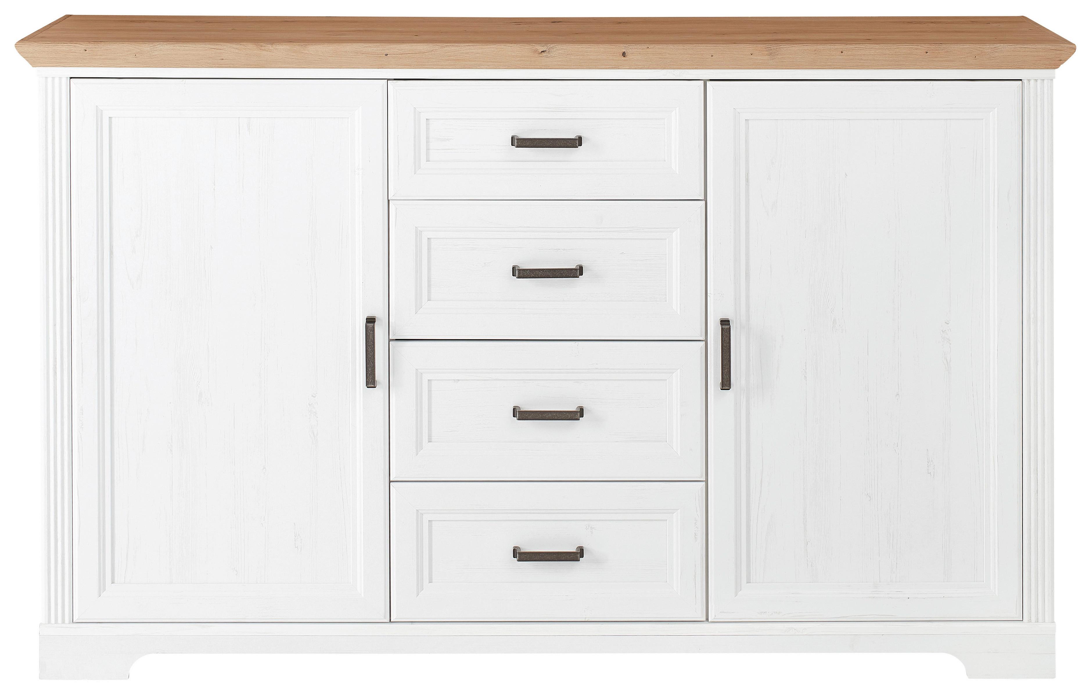 KOMODA SZEROKA JASMIN - czarny/kolor piniowy, Design, materiał drewnopochodny/metal (165/102/41cm) - Landscape