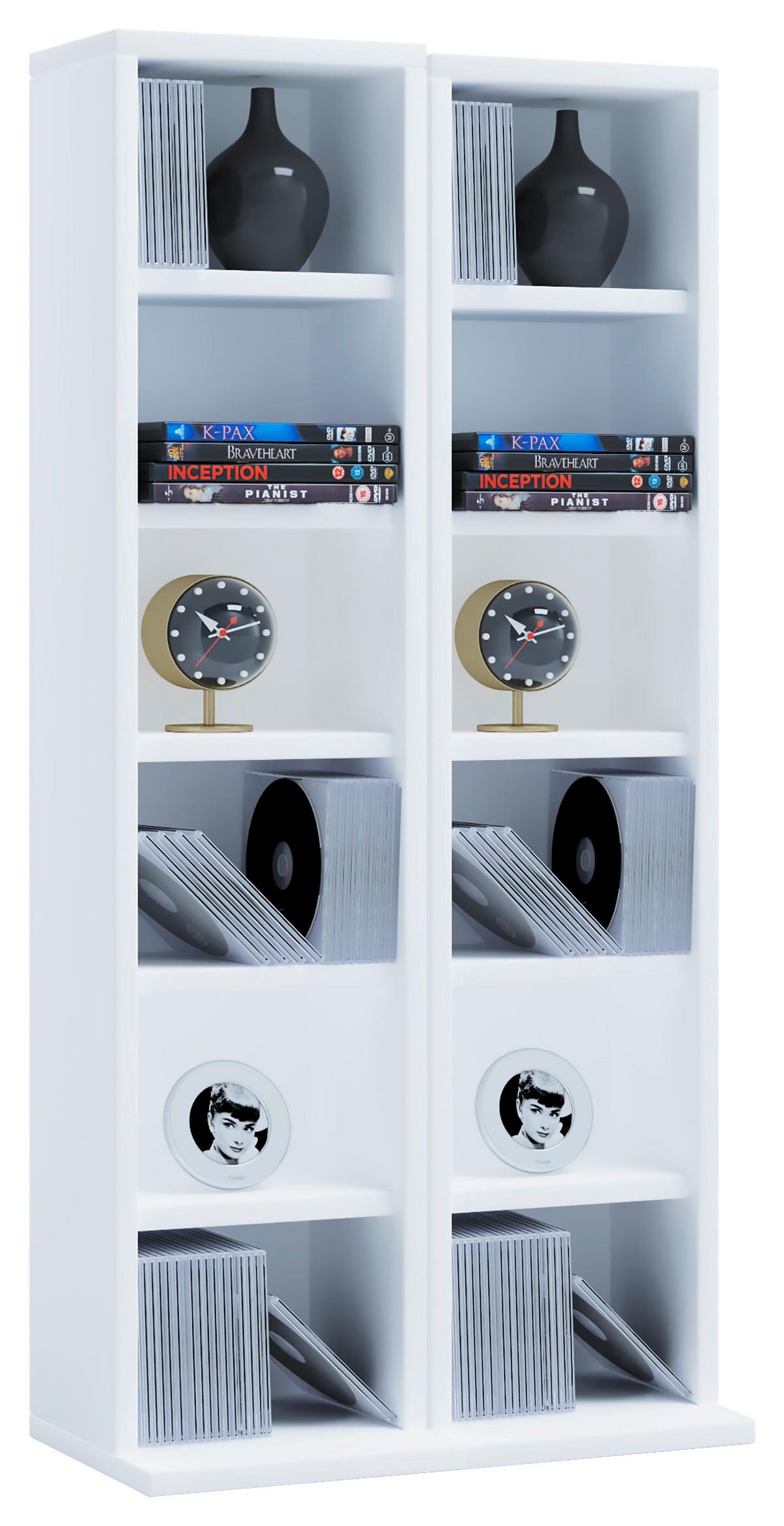 CD-Regal Milano in Weiß, B: 42 cm - Weiß, KONVENTIONELL, Holzwerkstoff (42/92/20cm) - MID.YOU